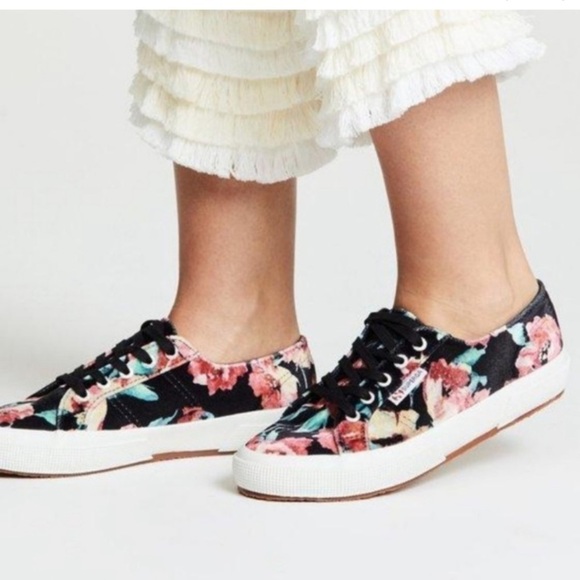Women’s SUPERGA Anthropologie Sneakers Floral Print Multicolor Size 9 - Picture 2 of 6